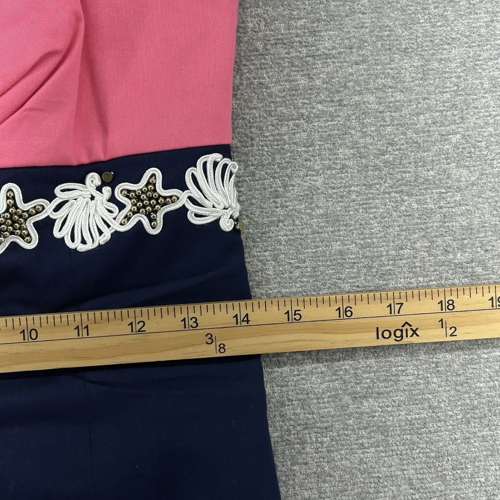 Lilly Pulitzer Krissa Strapless Sheath Dress Women Size 2 Navy Blue Pink Preppy - Picture 6 of 11
